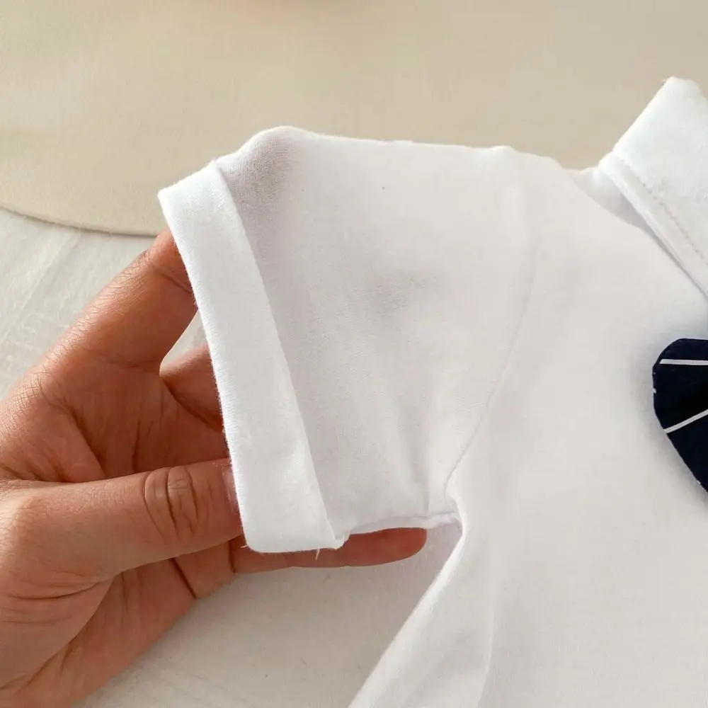 100% Cotton Baby Onesie Detachable Bow Tie Long Sleeve Short-sleeved Romper Gentleman Tie Triangle Bodysuit Baby Boy Clothes