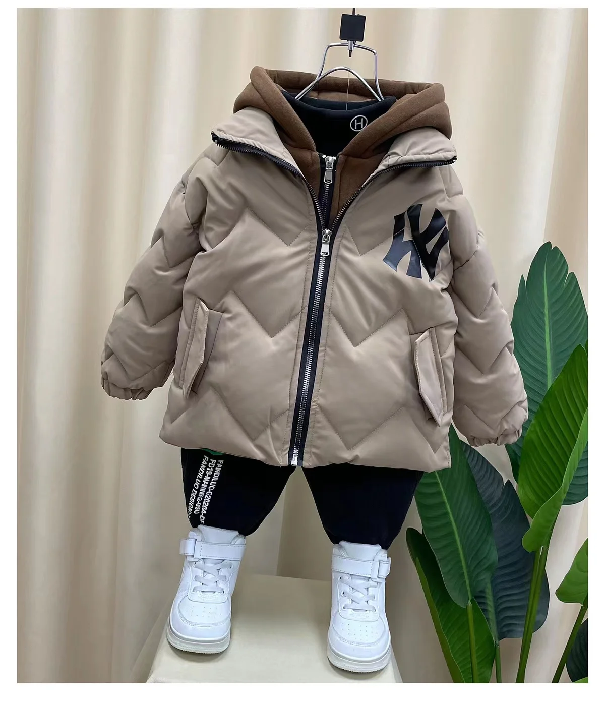 Boys Coat Jacket Overcoat Cotton 2023 Luxury Warm Thicken Velvet Winter Sports Teenager Plus Size Kids Children\'s Clothing