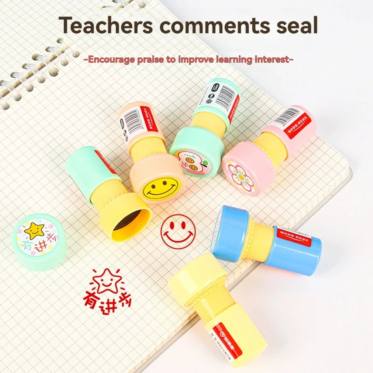 6Pcs Teacher Stamp Set,Self-Inking Motivational Classroom Stamper for Grading,Encouraging Rating Stamp,for Reward Supplies