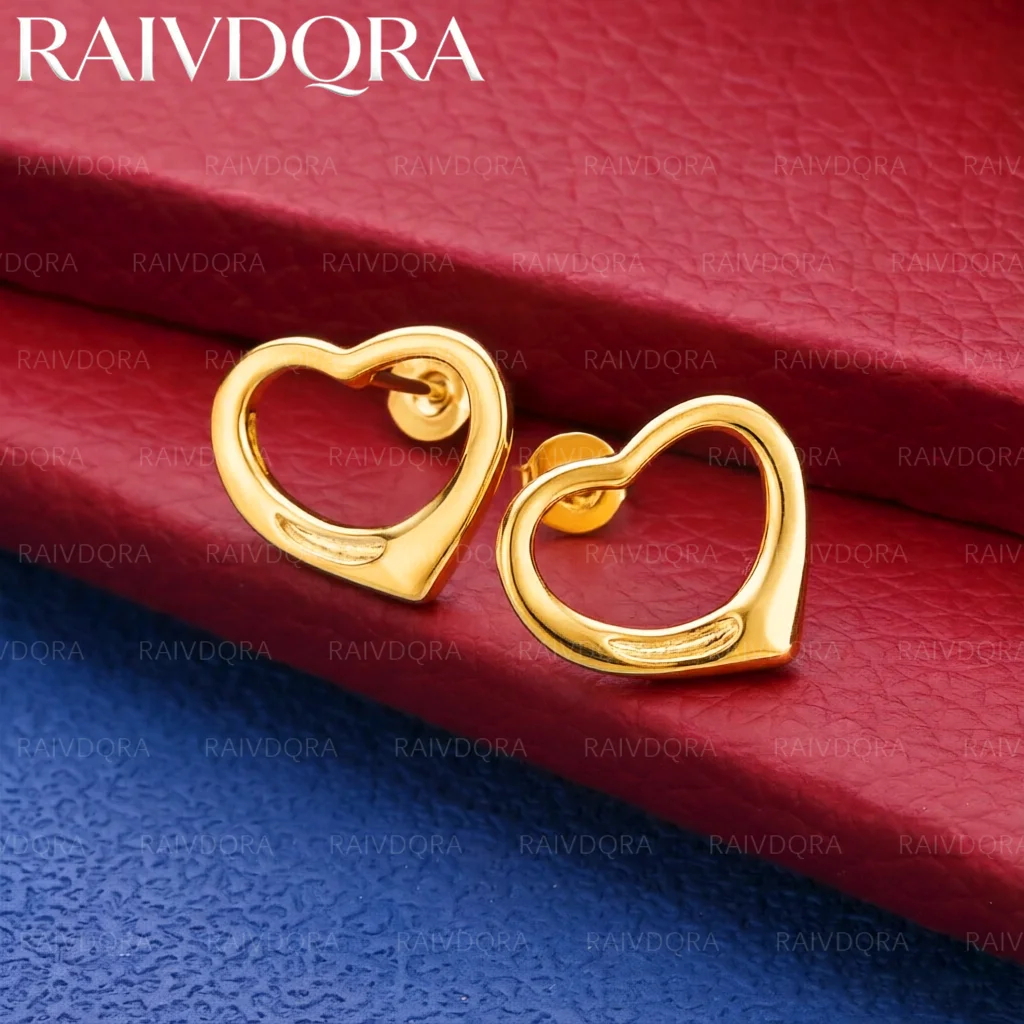 18K Gold Plated Hearts Earrings Stud Earrings For Women Creativity Gifts Street All-match Party And Daily Wear