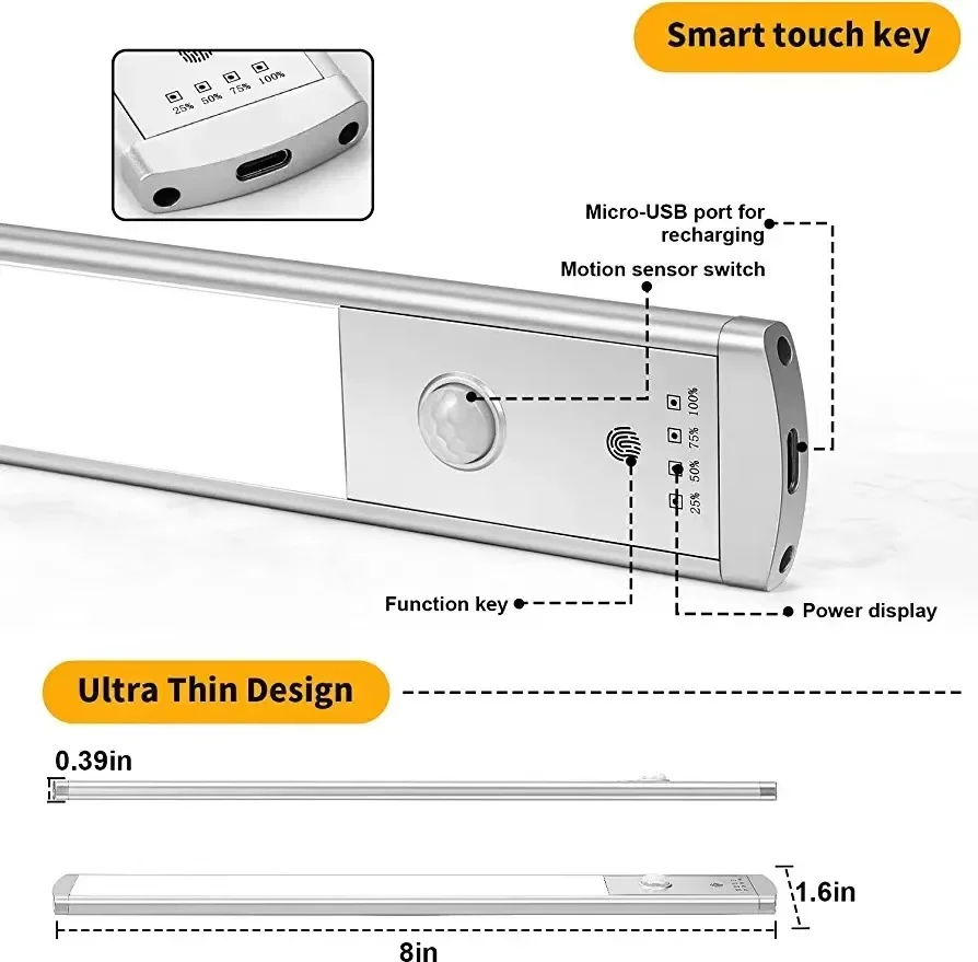 Xiaomi ワイヤレス Led ナイトライトモーションセンサー充電式バッテリー電源インジケータタッチランプルームベッドサイドキャビネットライト