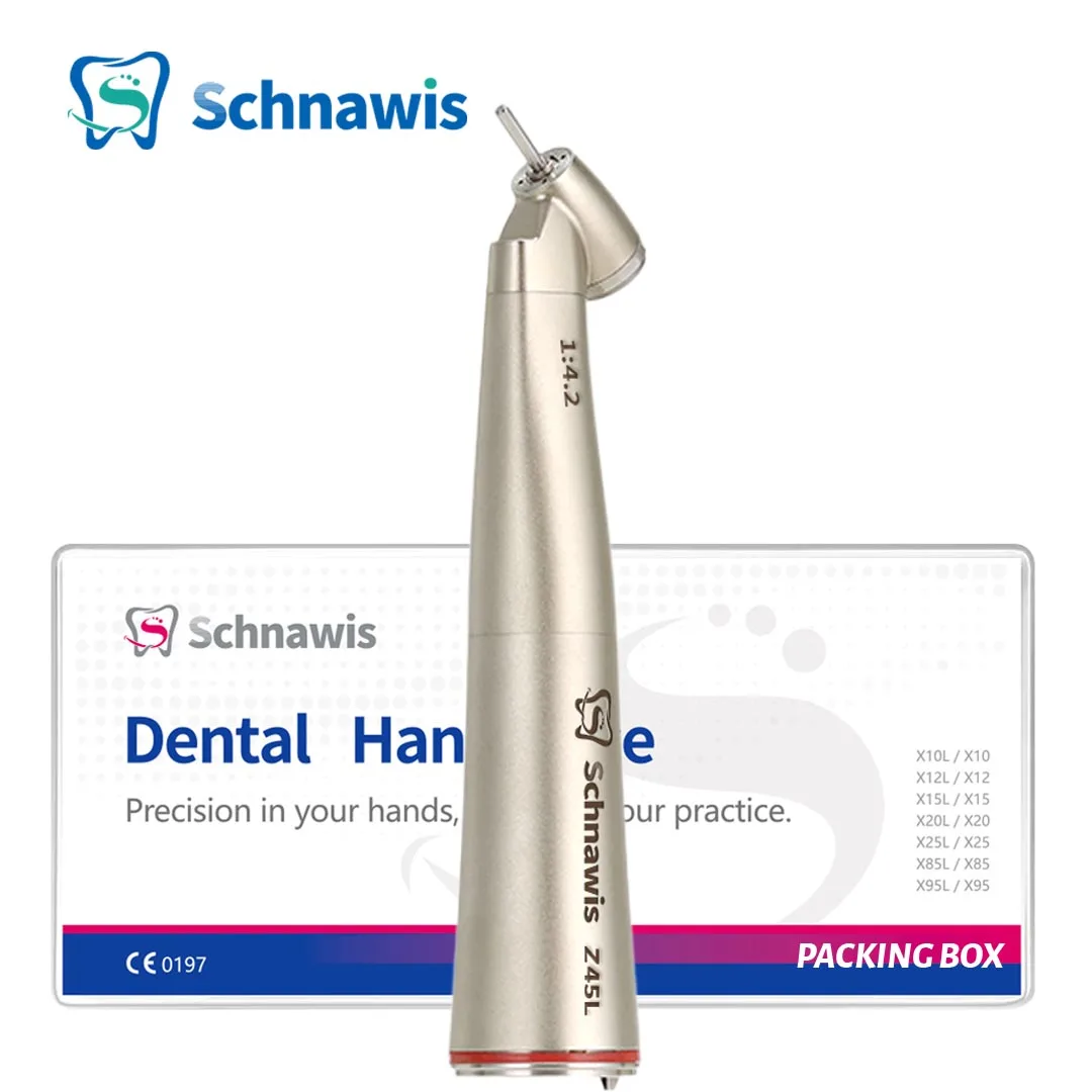 Schnawis Dental 45 Degree Head Surgical Handpiece 1:4.2 Red Ring Increasing Low Speed Air Turbine Led Contra Angle Handpiece