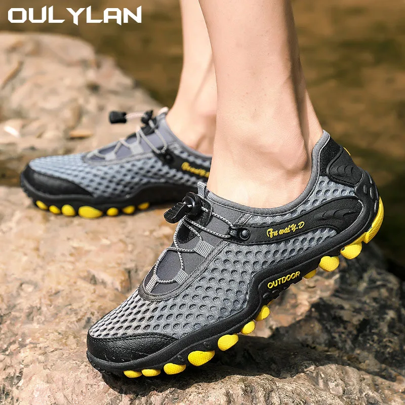 

Oulylan Non-slip Outdoor Climbing Quickdry Water Shoes for Men Plus Size Men Sneakers Breathable Hiking Shoes Mesh Sport Shoes