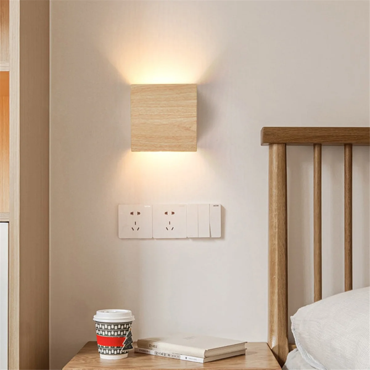 A72P Wood Grain Bedroom Bedside Wall Lamp Background Corridor Lamp Corridor Entrance Staircase Lamp Wall Atmosphere Lamp B