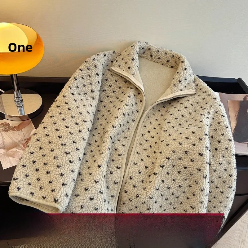 

Thiened Lamb Velvet Autumn Winter Coat Zipper Collar Cardigan High Quali Warm Top Women's Original Design ort Outerwear