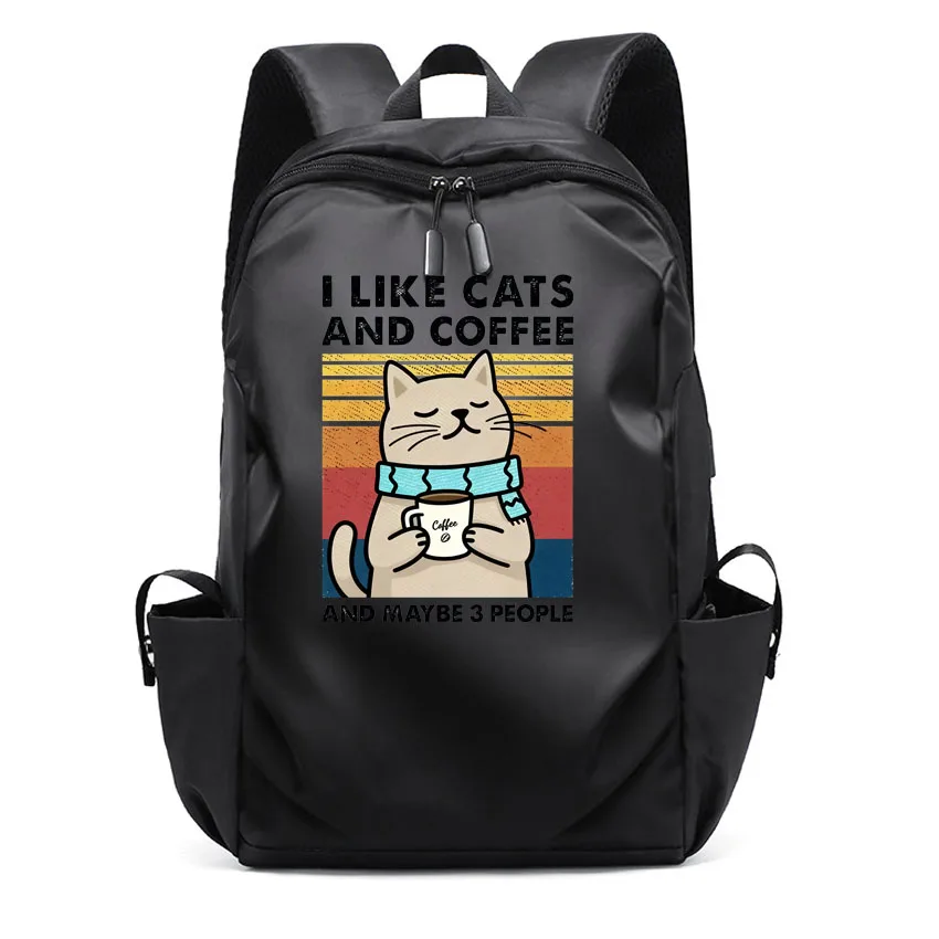 

Школьная сумка для девочек, студенческий женский и мужской рюкзак «Я люблю кошек и кофе», женский рюкзак с принтом для ноутбука, женский USB-рюкзак