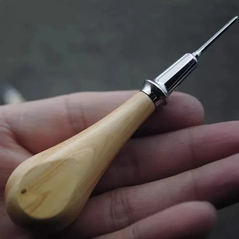 

Leather Sewing Cone Professional Handmade Leather Craft Sewing Punching Tools Wood Handle Prism and Circular Expanding Cone