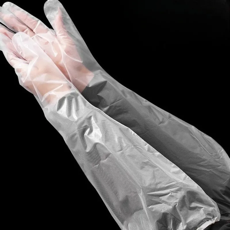 

10PCS Disposable Waterproof Dishwashing Gloves with Drawstring, Wear-resistant Household Cleaning, Anti Slip PE Arm Protection