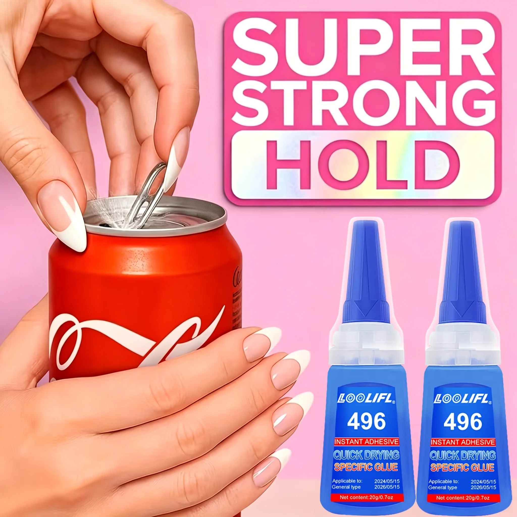 Loolifl-20G Super Strong Nail Glue, Suitable for False Nail Tips, Acrylic Nails, Press-On Nails, and Fake Nail Art Decorations, Transparent and Bubble-Free, Long-Lasting Adhesive for 30 Days