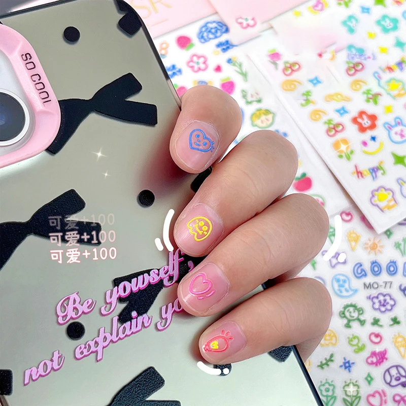 3D Three-dimensional Interesting Cute Nail Stickers Cartoon Graffiti Stickers Nail Decoration Creative DIY Decorations Gifts