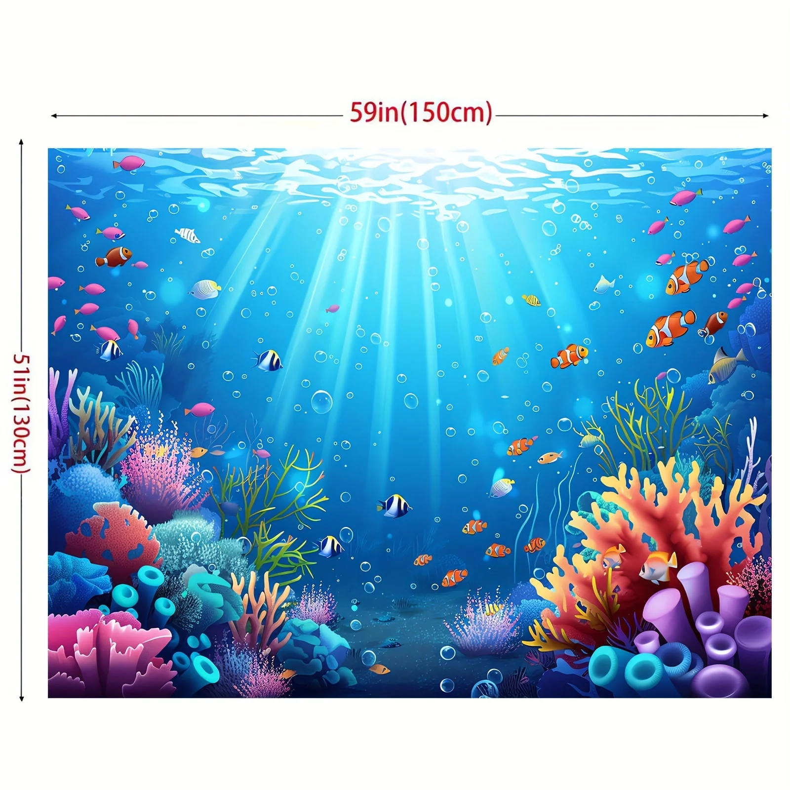 Underwater Oasis Photography Background Cloth - Summer Aquarium and Tropical Fish Theme, Suitable for Birthdays, Parties, Diving