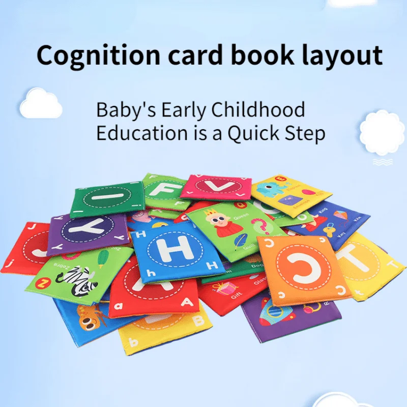 Infant Card Cloth Book for Childhood Early Education Enlightenment 26Pcs Soft English Alphabet Flash Cards Baby Cloth Books