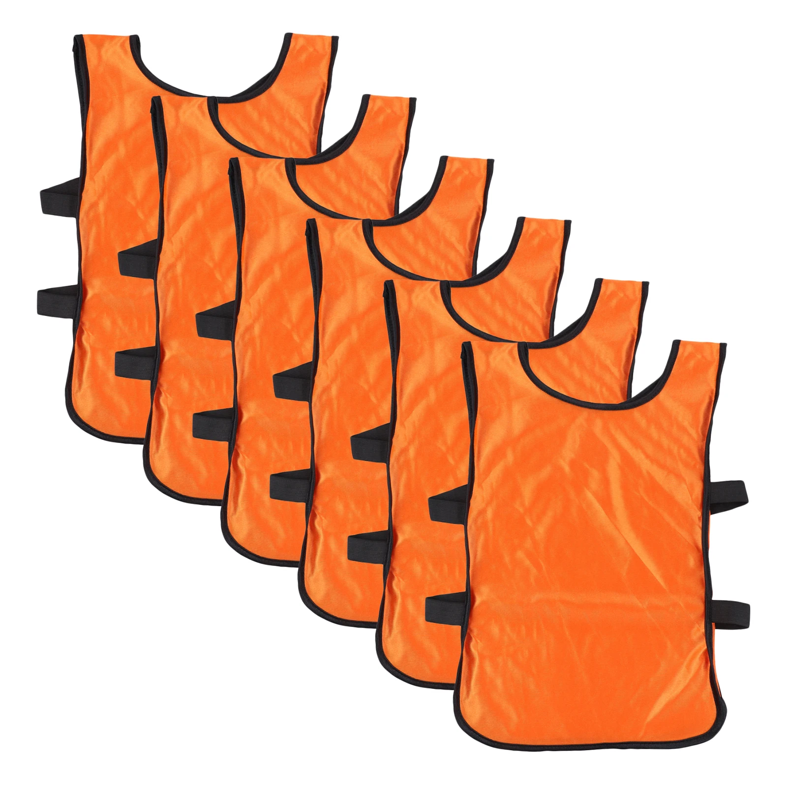 

6pcs Orange Training Vest Kids Breathable Football Pinnies Scrimmage Waistcoat Lightweight Soccer Gear For Sports Practice Team