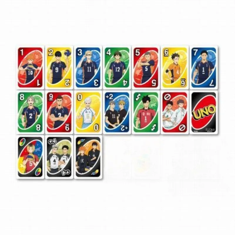 Mattel UNO Haikyuu HinataShoyo KozumeKenma-Juego de mesa multijugador, juego de mesa de póker informal para dormitorio, juego de cartas interactivo