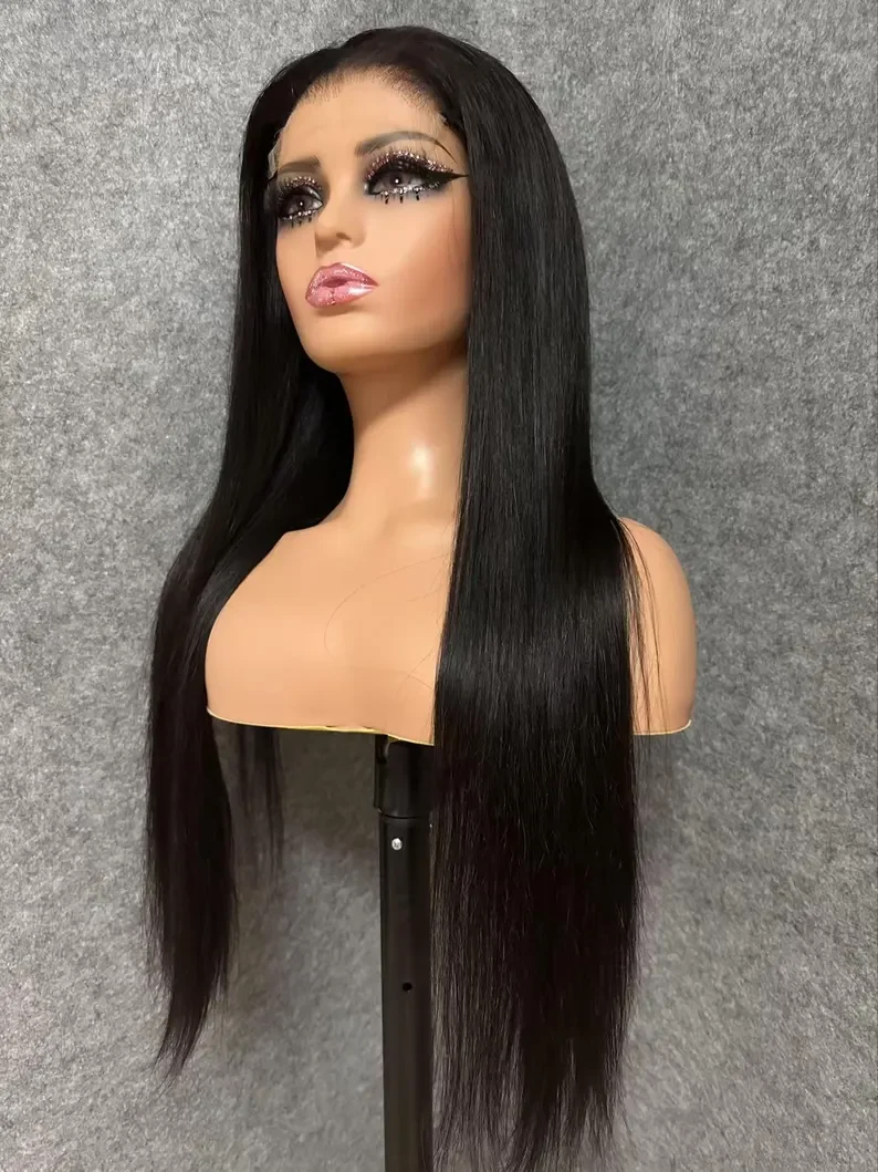 

Black Straight Glueless Soft Long 5x5 Silk Base Jewish Human Hair With BabyHair HD Lace European Hair Preplucked