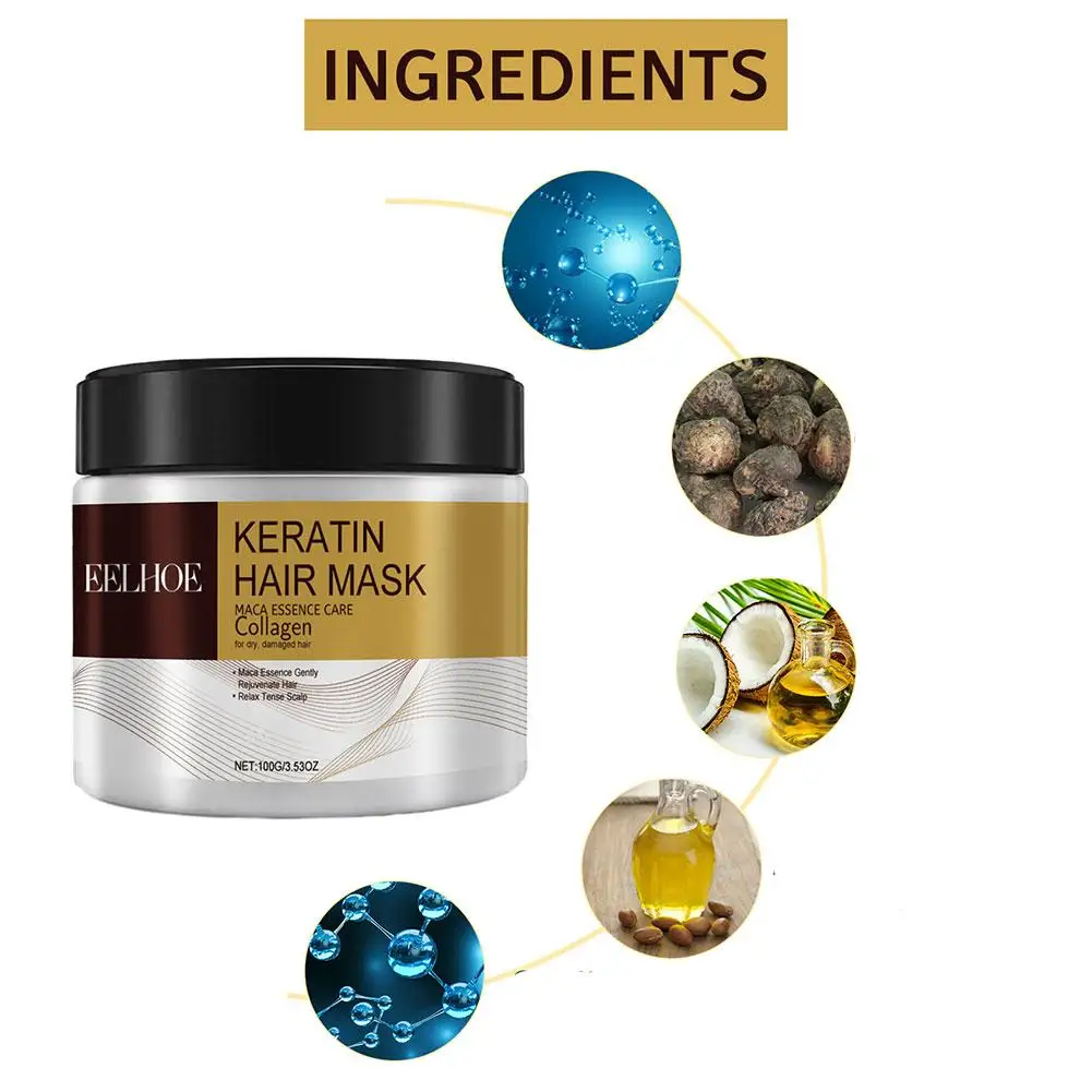 

Коллагеновая маска для волос Кератиновое лечение волос Глубокое восстановление арганового масла Коллагеновая эссенция Кератиновый кондиционер для сухих поврежденных волос