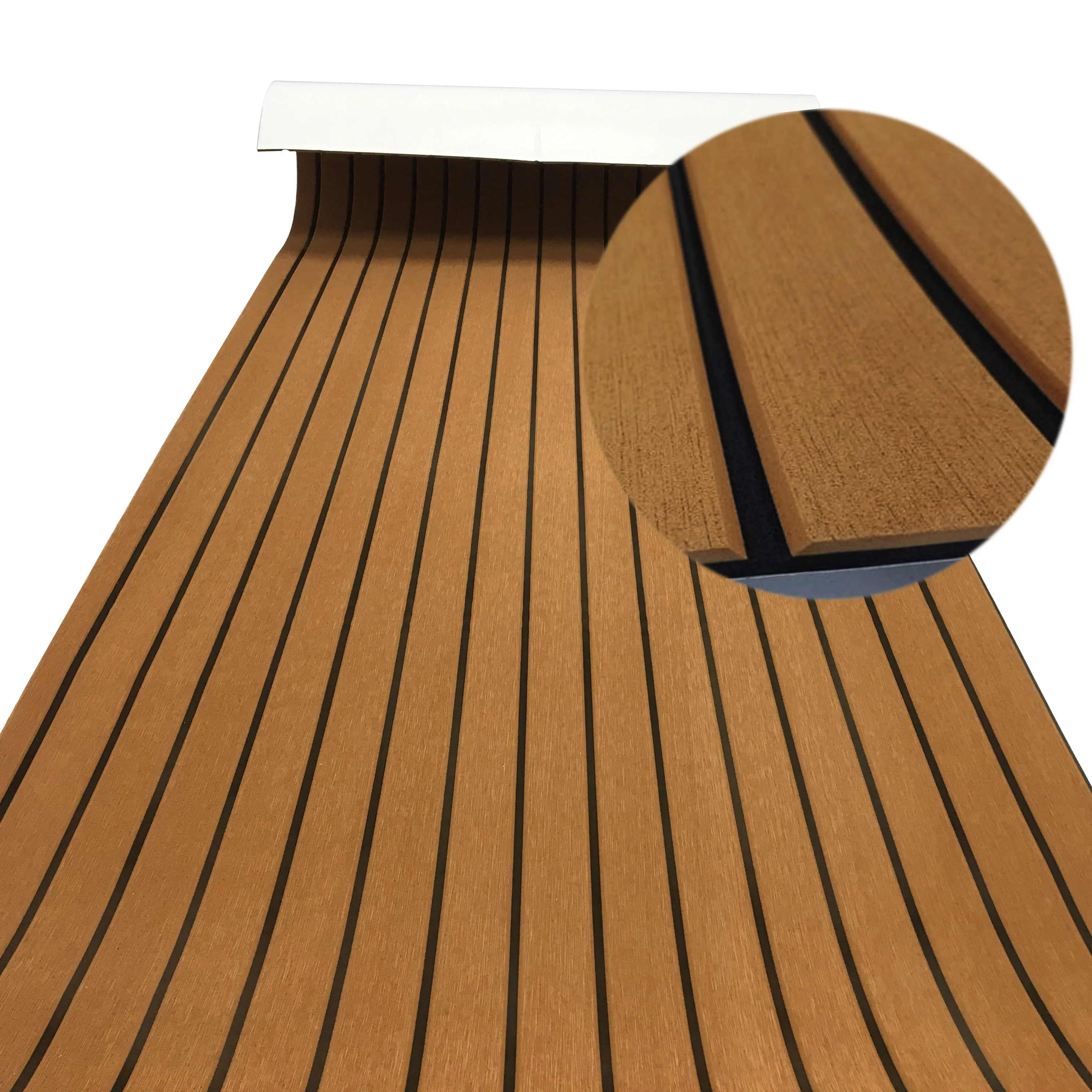 

Boat Flooring EVA Foam Decking Sheet Faux Teak Marine Mat Marine Carpet Seating Non-Slip Self-Adhesive Flooring Material 94"x35"