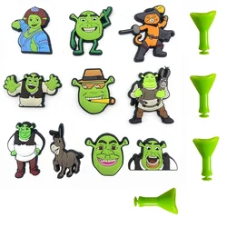 14Pcs Shrek and Shrek Ears Shoe Charms Set Crocs fashionable Accessories Clogs Sandals Garden Shoe Funny Jibz for boys Gifts