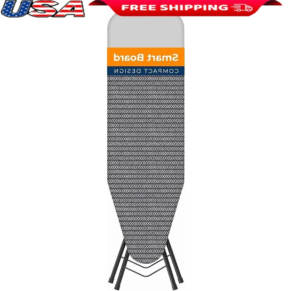 

Компактная гладильная доска с регулируемой высотой. Очень толстая крышка. Безопасная подставка для утюга. Экономия места. Складная конструкция. Нескользящие тяжелые ножки.