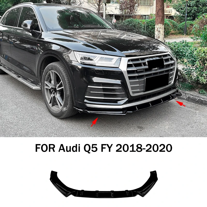 

FIT FOR Audi Q5 FY 2018-2020 black carbon ABS Front Bumper Lip Spoiler Body kit 3PCS Bumper protection