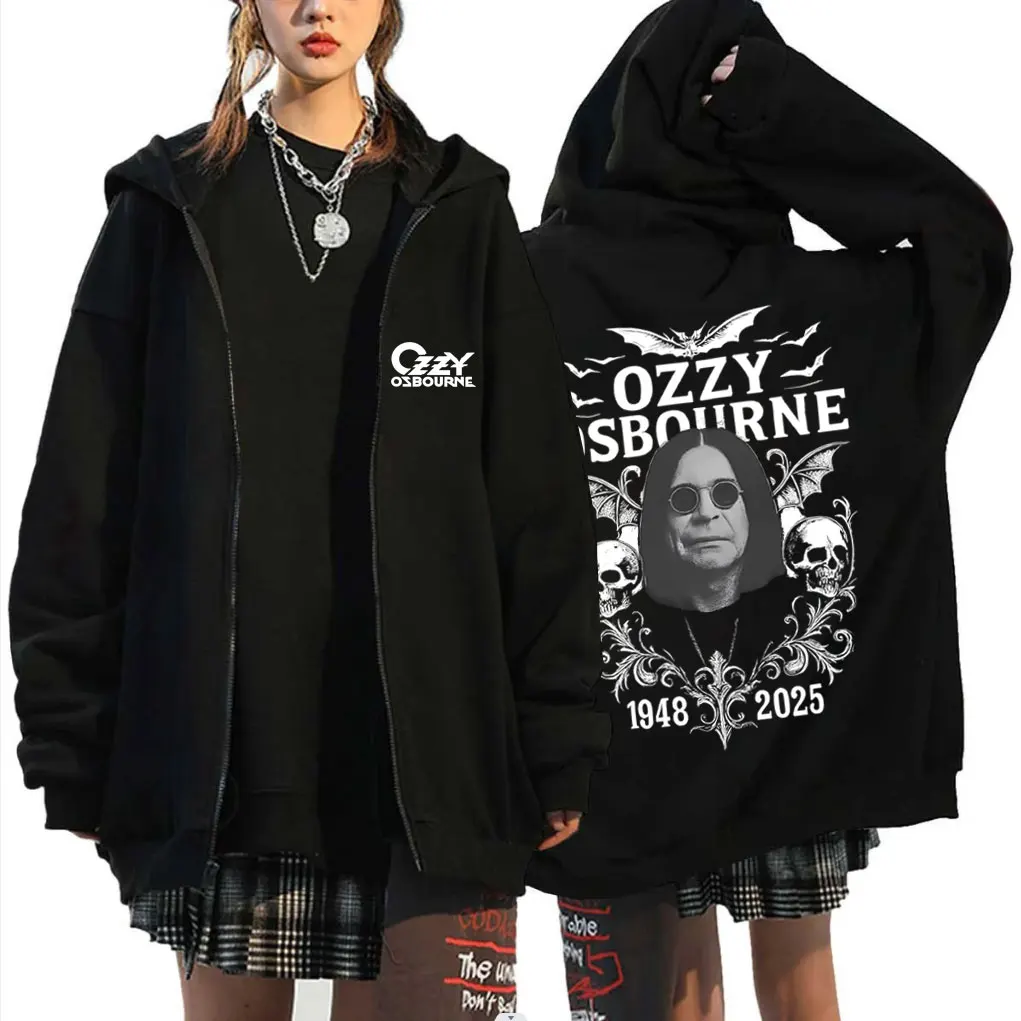 

Heavy Metal Rock Band Black Sabbath Ozzy Osbourne Zipper Hoodie Men Women Casual Oversized Zip Up Jacket Male Vintage Streetwear