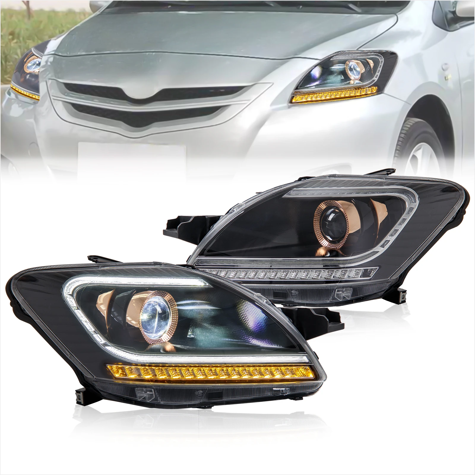 

Upgrade Car Headlights Car Led Headlights Assembly Modified Daytime Running Lights Assembly for Vios 2008