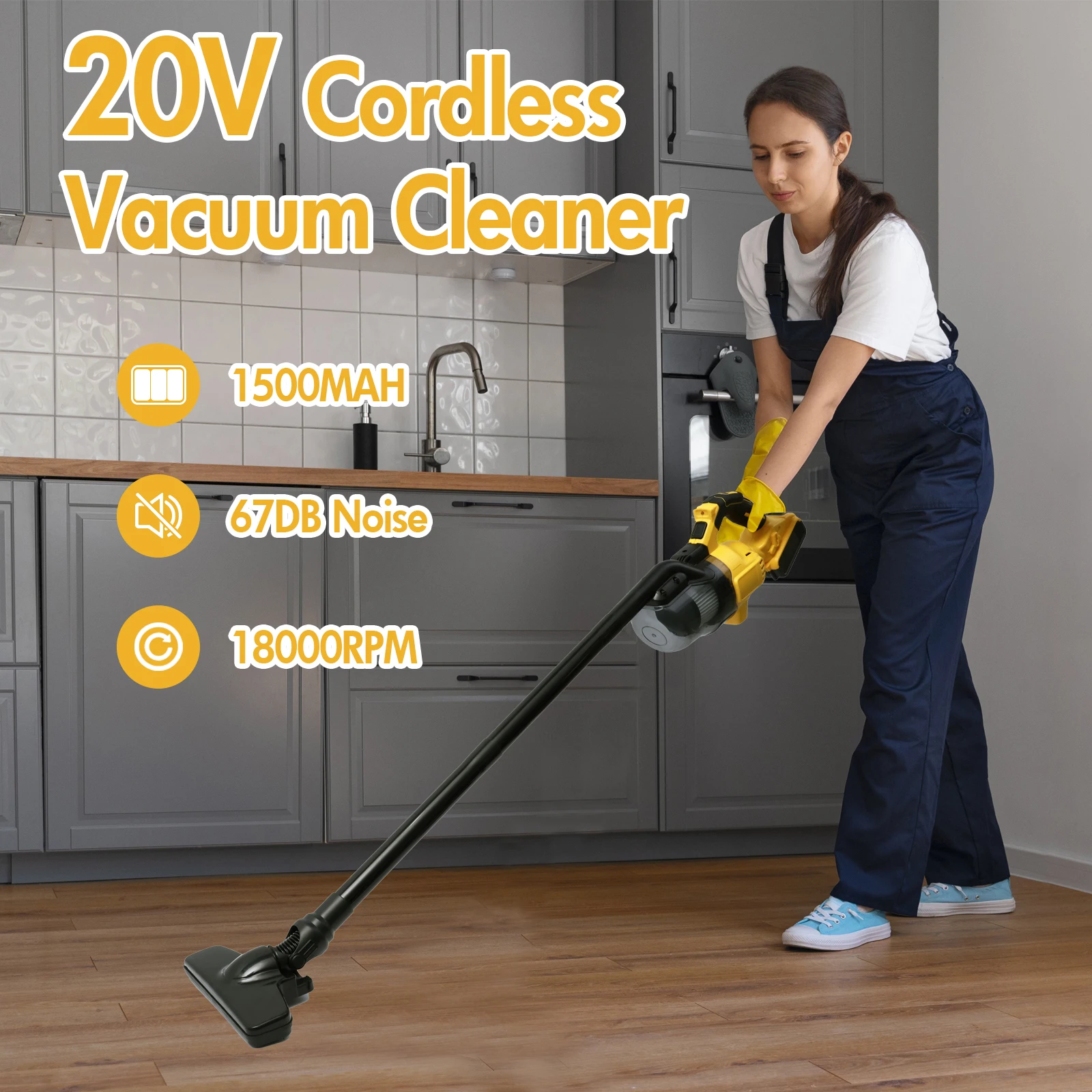 Cordless Vacuum Cleaner 3-in-1 Handheld 20V 500W Electric Battery 4000mAh Charger Dust Cleaner for Floors Carpets Cars