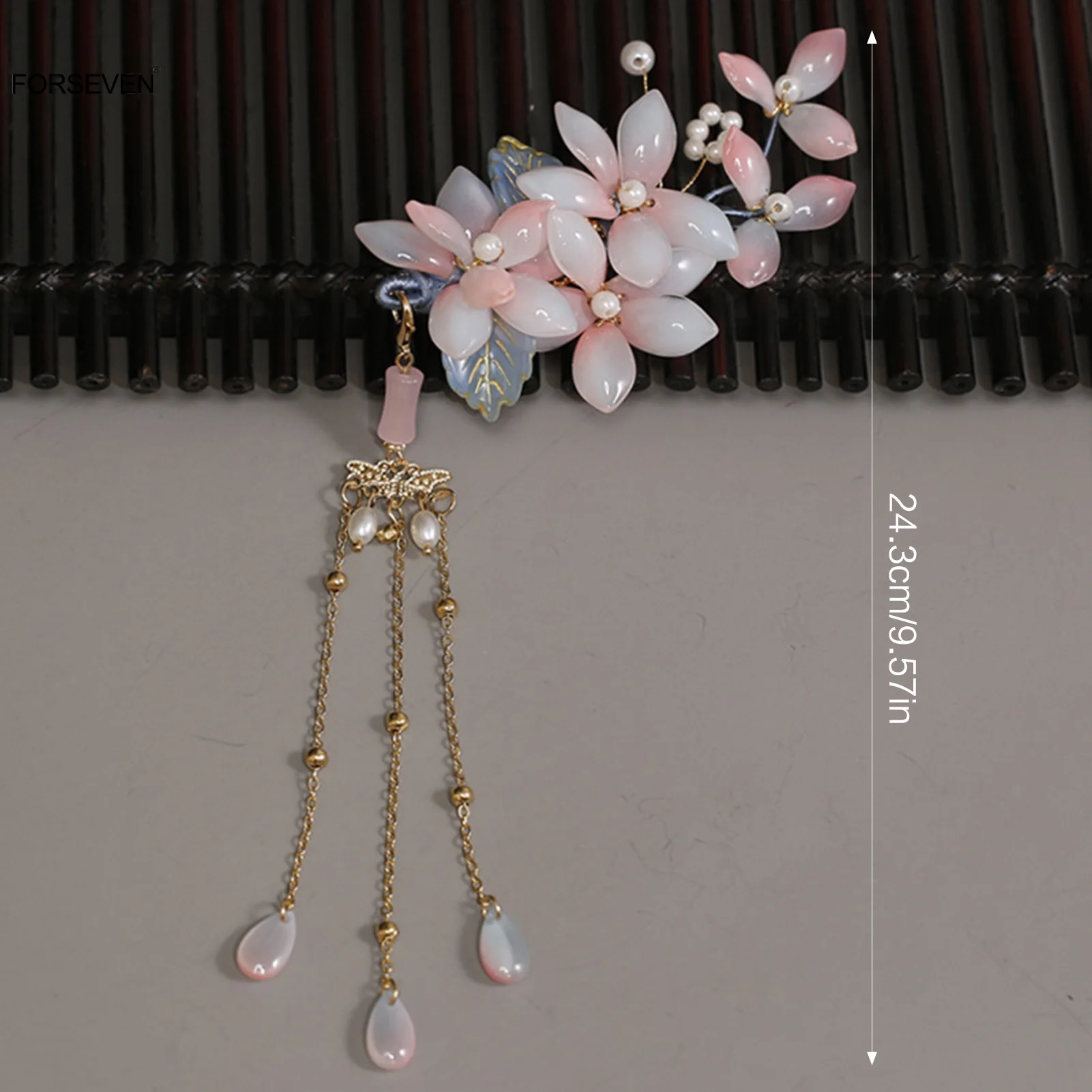 أحمر الخدود الوردي زهرة غطاء الرأس جديد النمط الصيني الأزهار دبابيس الشعر U على شكل الشعر العصي الشوك اللؤلؤ ديكور Hanfu فستان الشعر مجوهرات #1