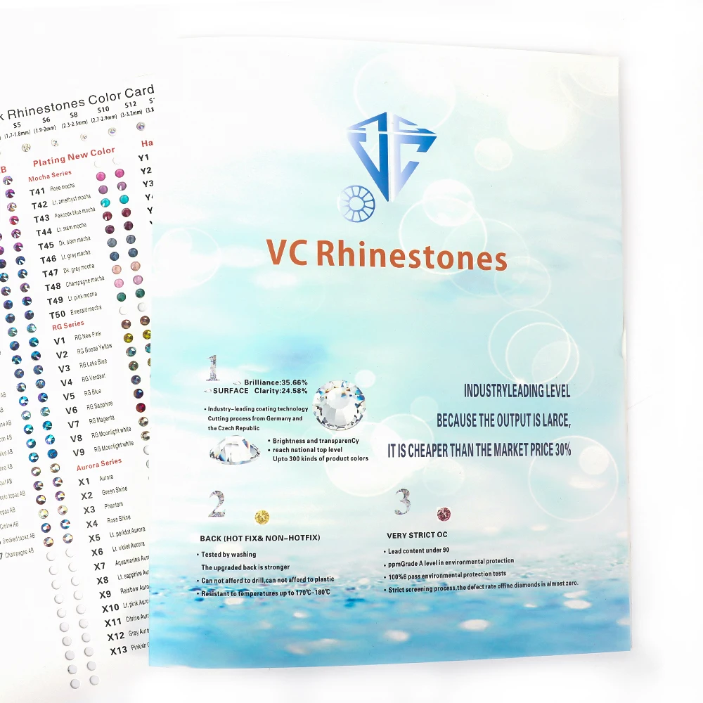 VC All Color Rhinestones Complete Collection of Water Diamond Color Cards Brand Customized Display Book