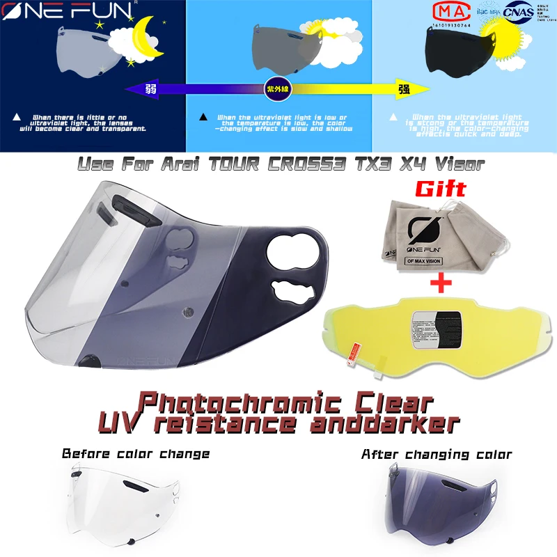 Photochromic Visor for Ar and ai TOUR CROSS3 TC3 XD4 Helmet Visor Replacement,Motorcycle Helmet Face Shield Windshield Lens