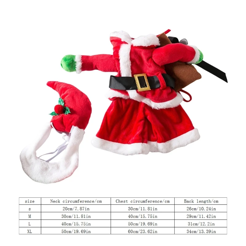 Santa Costume for Cats Dog with Hat Fashion Dog Santa Caps Outfit Christmas Celebration Pet Bodysuit Festival Clothing