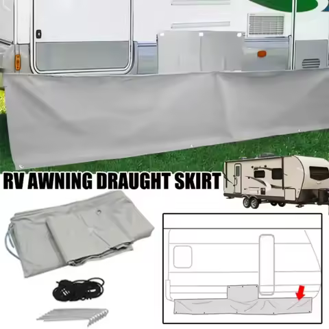1 Set PVC Caravan Awning Draught Skirt With Wheel Arch Covers 7M Length X 47Cm Deep Easy Installation For RV &amp; Trailer Covers