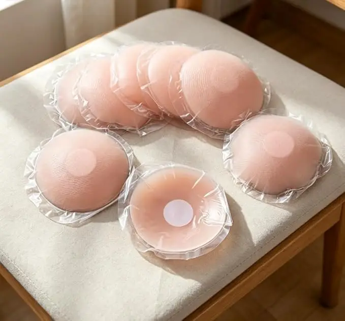 2 Styles Silicone Nipple Pasties, Round & Flower Shaped Invisible Nipple Covers for Women, Reusable Waterproof Self Adhesive Breast Stickers, Thin Edge for Party Dress Bikini Daily Wear