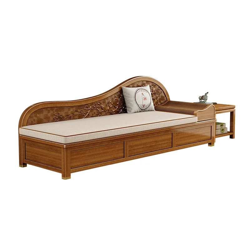 Solid wood chaise lounge camphor wood belt chaise couch sofa small apartment living room