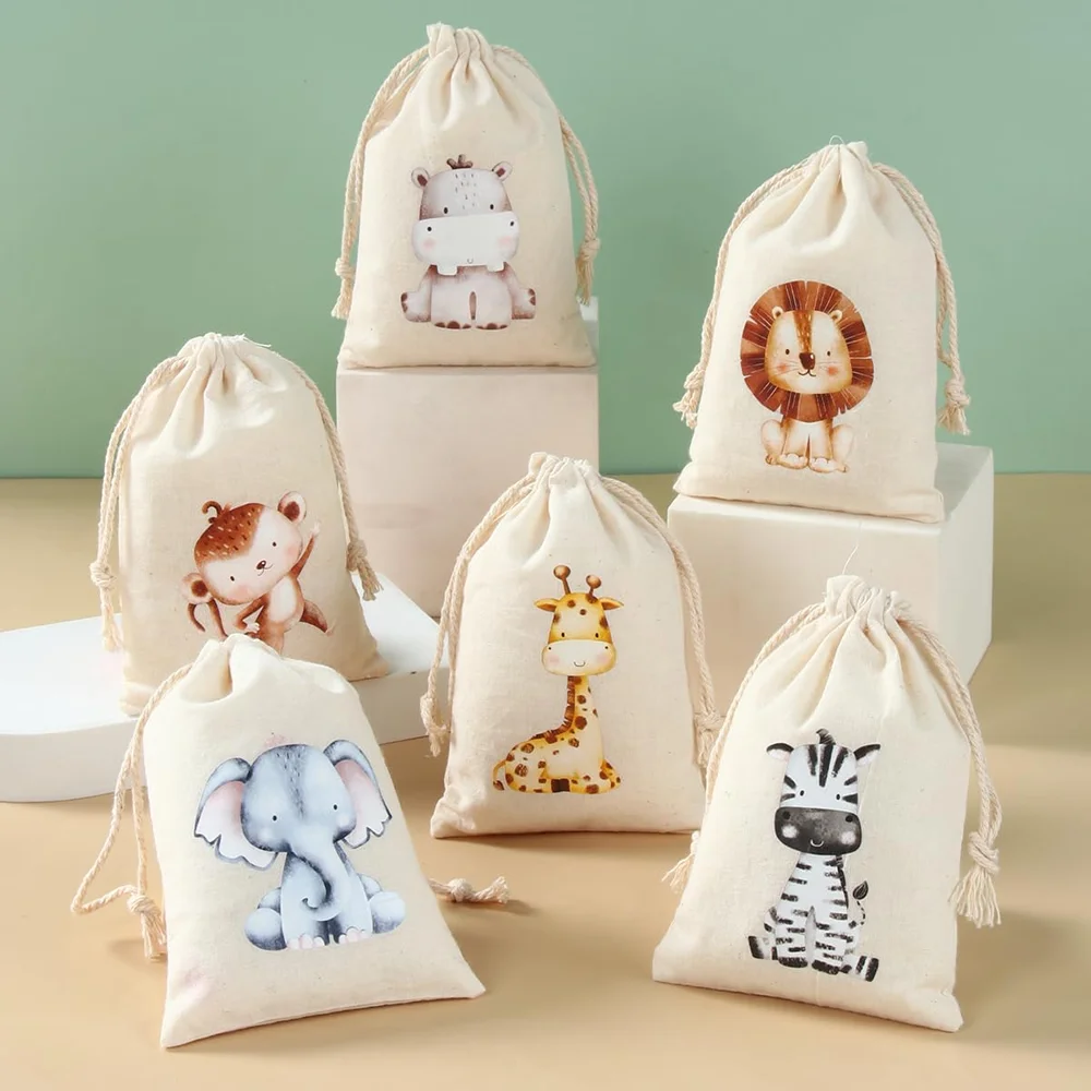 6 sacs cadeaux à cordon avec m - Baby Nursery Jungle Theme avis et prix