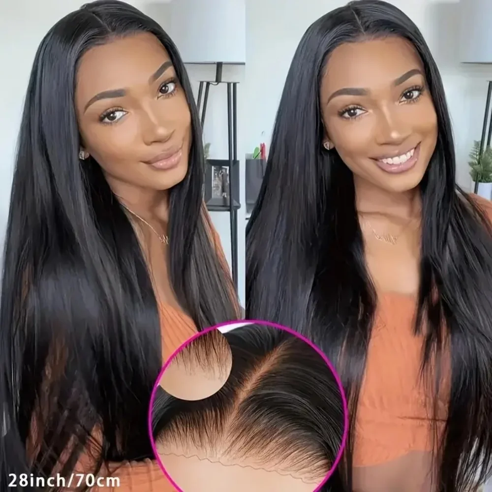 Straight 13x4 Natural Color Lace Front Wigs Human Hair 200 Density Natural Color Brazilian Pre Plucked Frontal Wig For Women