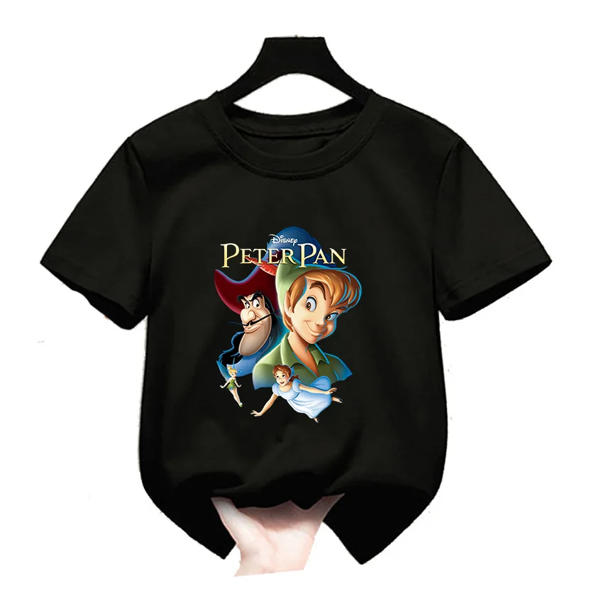 New Peter Pan Boy Girl Clothes Kawaii Kids Funny T-Shirts Teenager Summer Short Sleeve T shirt Cartoon Children Tops