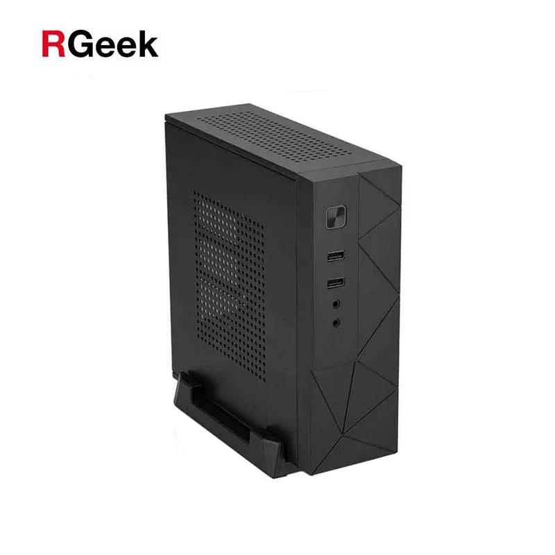 RGeek Cheap SPCC Mini ITX Case Computer PC Case Desktop Chassis Audio USB Port with Bracket Holder Mount