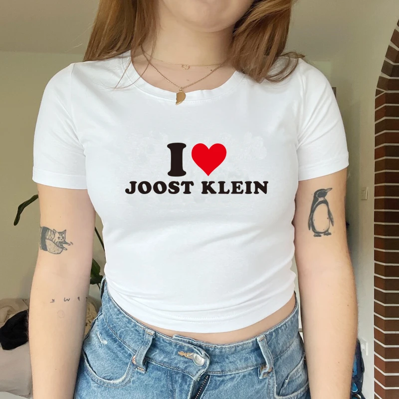 

Women T Shirt Aesthetic Gothic I Heart Love Joost Klein Graphic Tee Harajuku Fashion Trendy Baby Tee Cropped Tops 90s Grunge