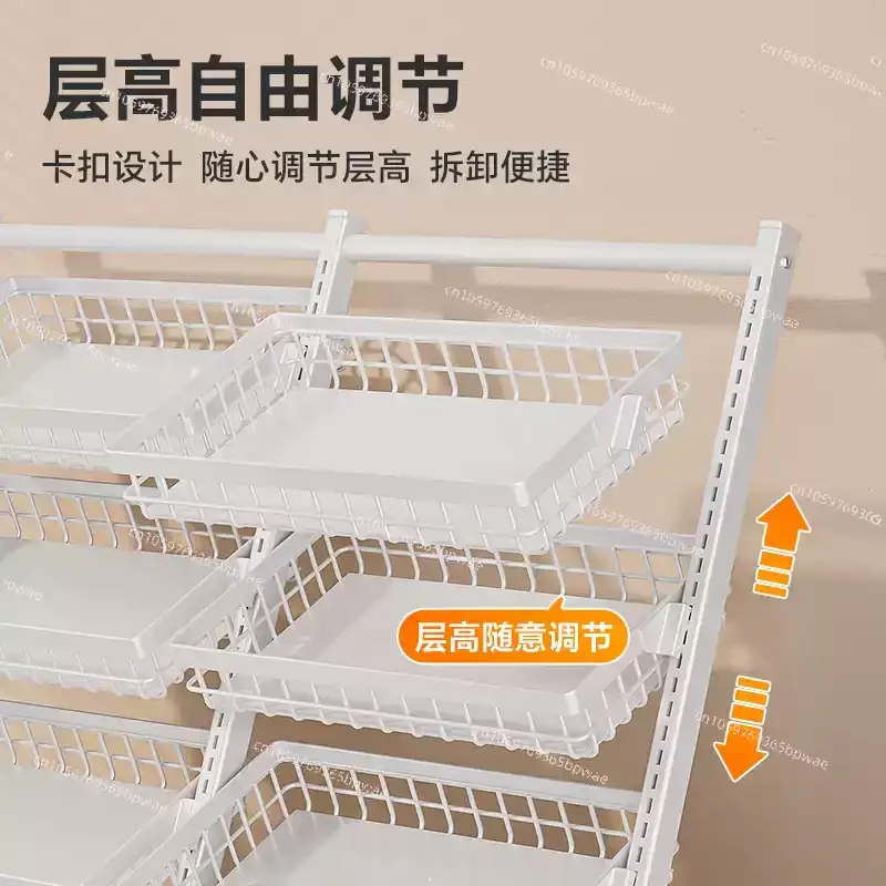 Multi-layer snack shelves Shelf Convenience Store Display Rack Basket Fresh Fruit Rack Fruit and Vegetable Mobile Food Rack