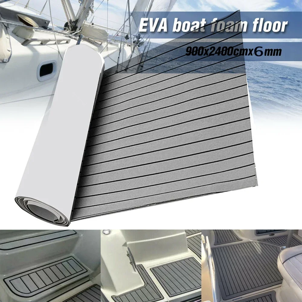 240x90CM EVA Foam Deck Fitting for Boats Yacht Marine Flooring Non-Slip Carpet with Adhesive Backing Synthetic Teak Flooring Mat