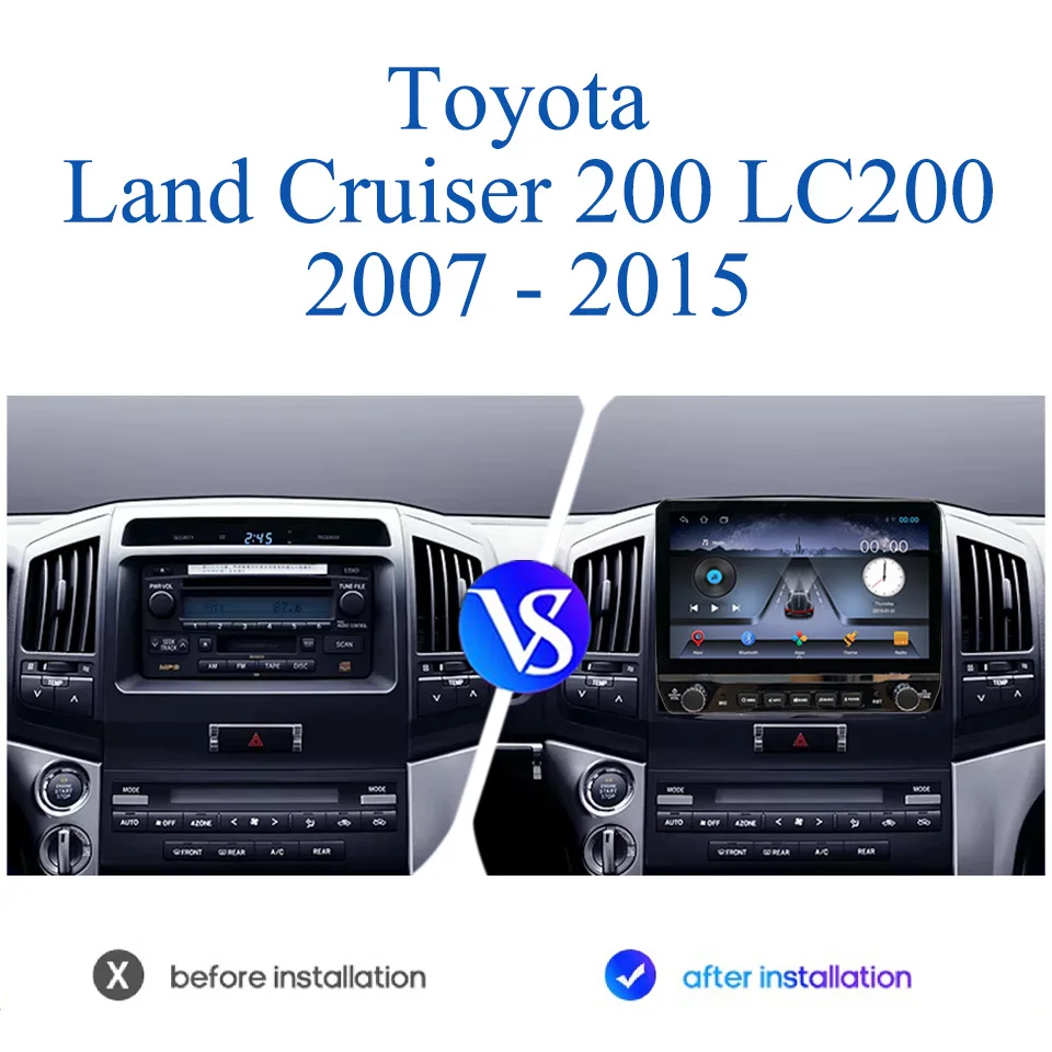 Android 14 8G Ram Car DVD Video Player For Toyota Land Cruiser LC200 2007 - 2015 Auto Radio Stereo GPS Navigation Head Unit RDS