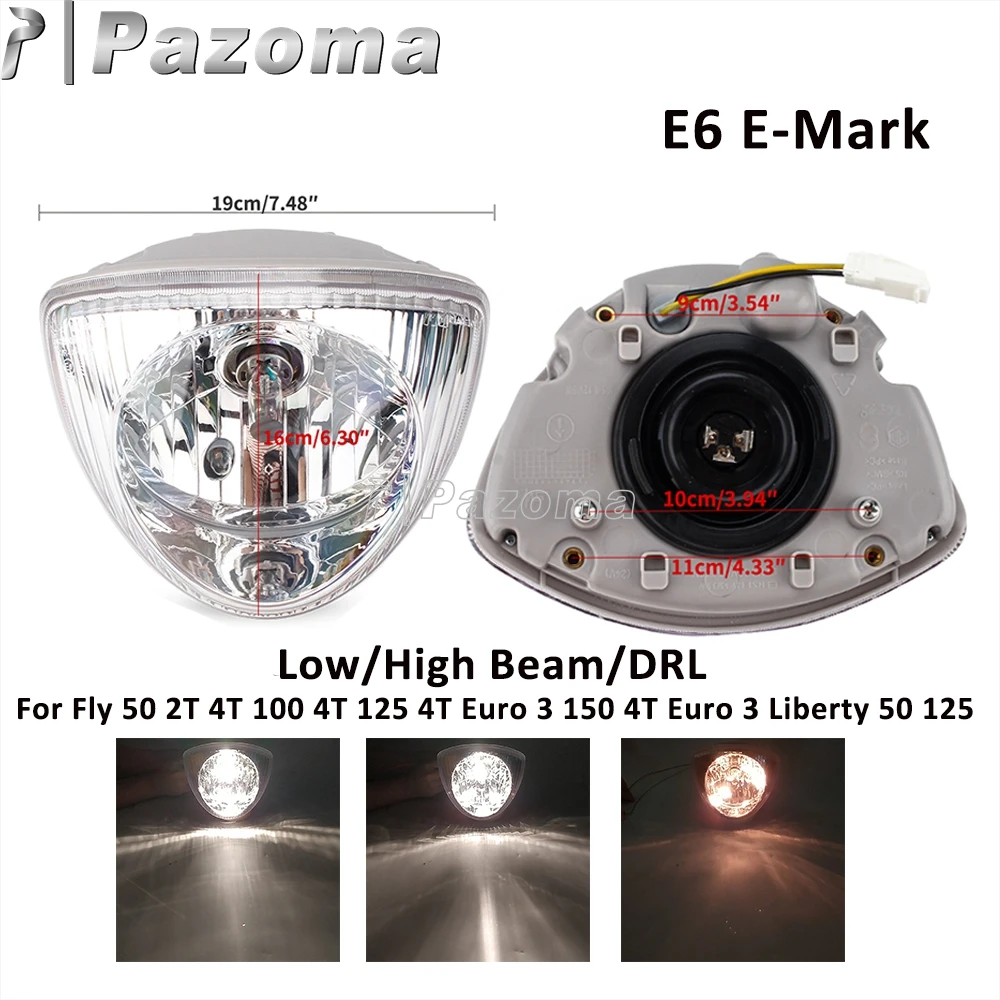 Motorcycle Scooter Headlight FOR FLY 50 2T 4T 100 4T 125 4T Euro 3 150 4T Euro 3 Liberty 50 125 Front Head Lamp Driving Light E6