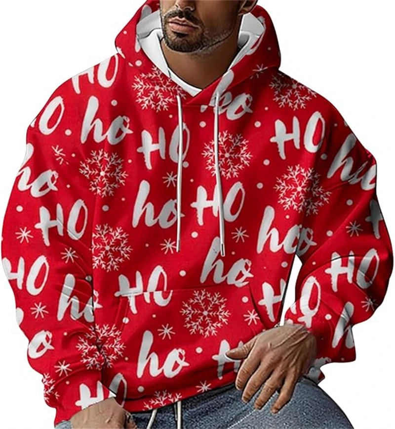 New Men's Hoodie New Year Party Christmas Graphic 3D Print Sweatshirt Men Women Clothing Fashion Antumn Pullover Plus Size Tops