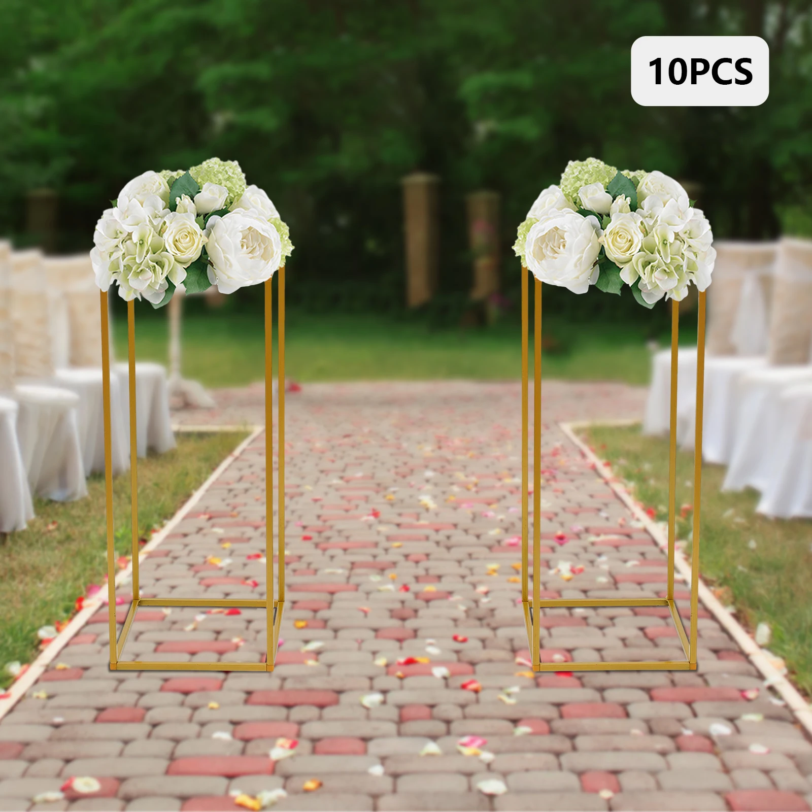 

10Pcs 23.6'' Tall Gold Metal Flower Stand for Wedding Table Centerpieces Decor