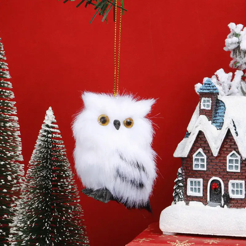 Christmas Owl Ornament Toy Static State Owl Model Furry Cute Bird Christmas Ornament For Holiday Christmas Tree Decor