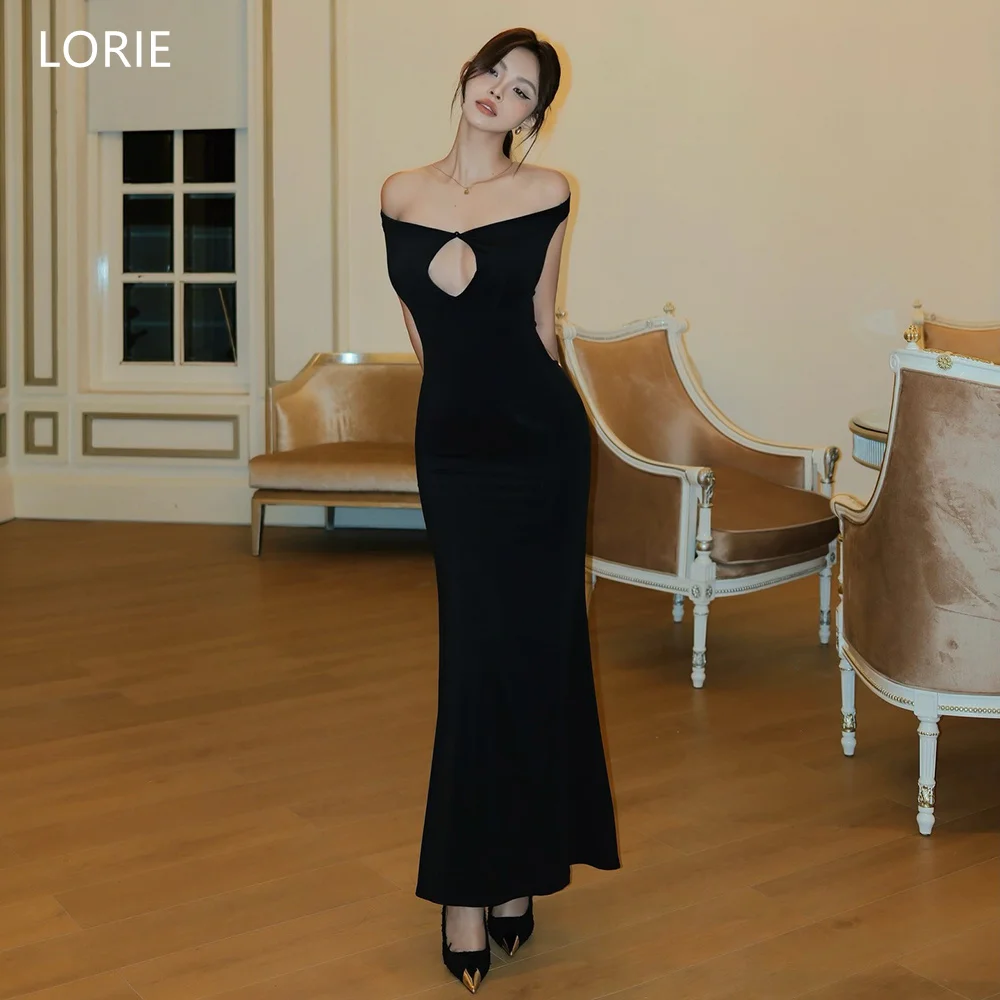 

LORIE Chic Black Evening Dresses Sexy Off The Shoulder Blackless Party Dress Sleeveless Mermaid Prom Gowns Customized