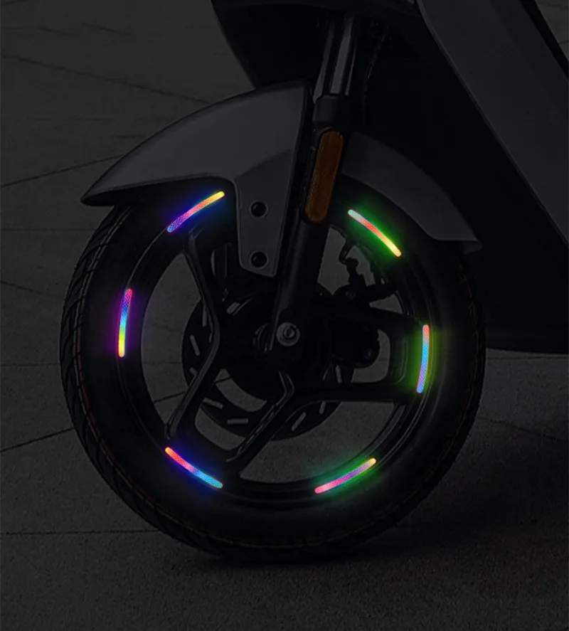 Reflektierende Anti-Kollisions-Warnaufkleber für Auto, Motorrad, Fahrradfelgen, siebenfarbige Laser-Autodekorationszubehörteile – Detail 2
