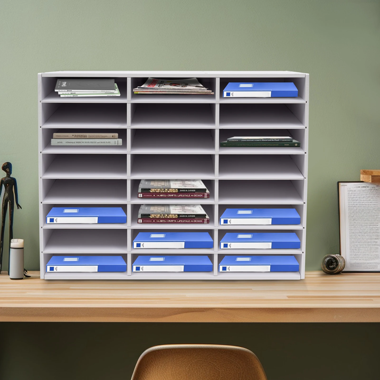 

24 Compartments Literature Organizer, Desktop File Holder, Office Mailbox
