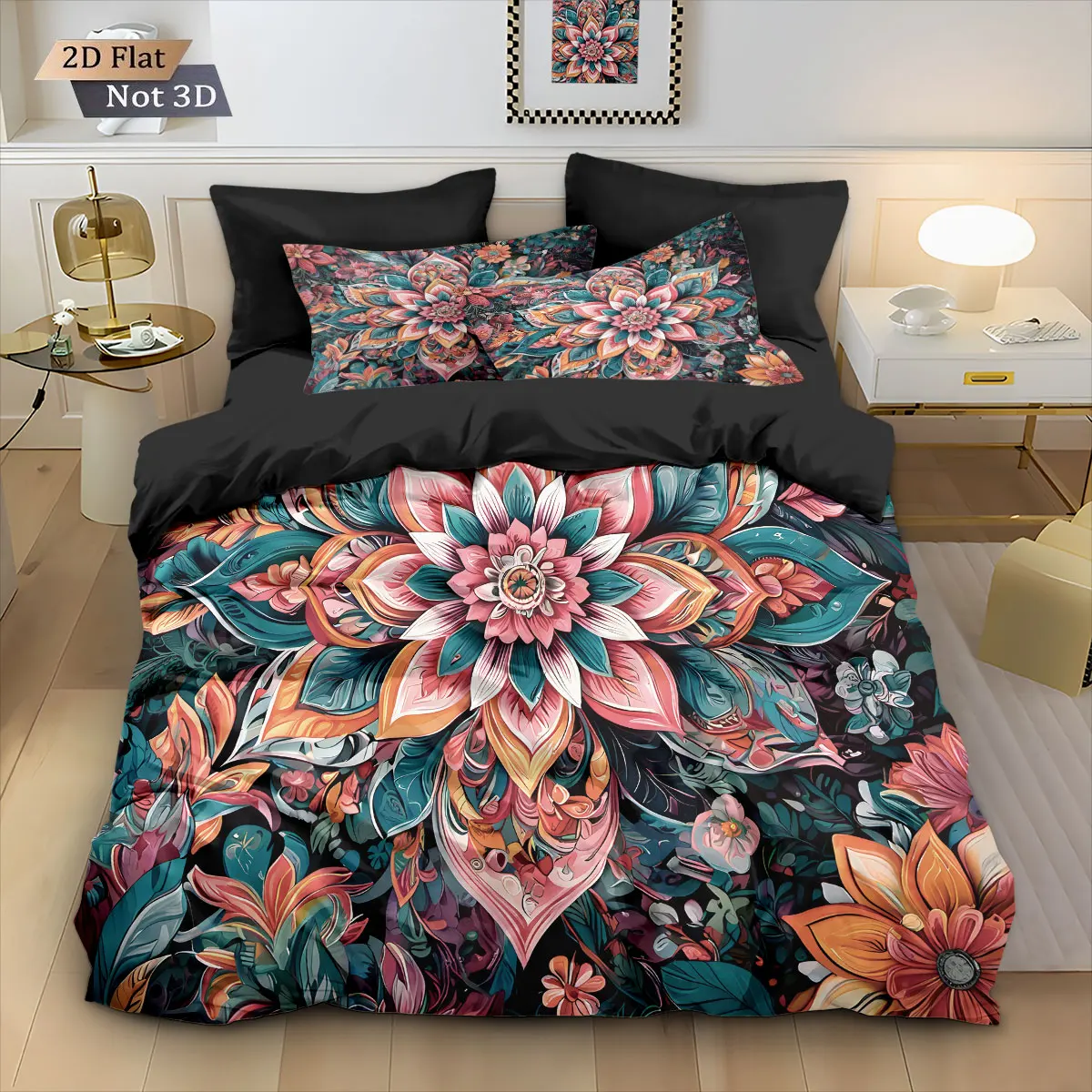 3-piece Bohemian printed down duvet cover, multi size bedroom and dormitory bedding decoration, machine washable
